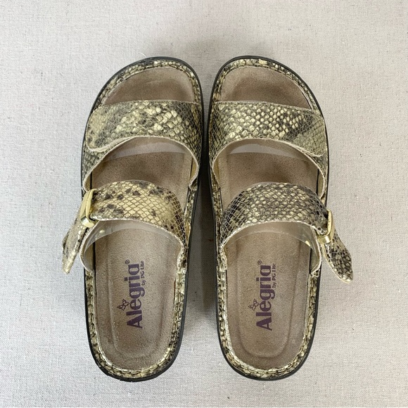 Alegria Women's Karmen Glitz Gold Faux Snakeskin Leather Sandals - Size 39/9 US - Picture 8 of 14